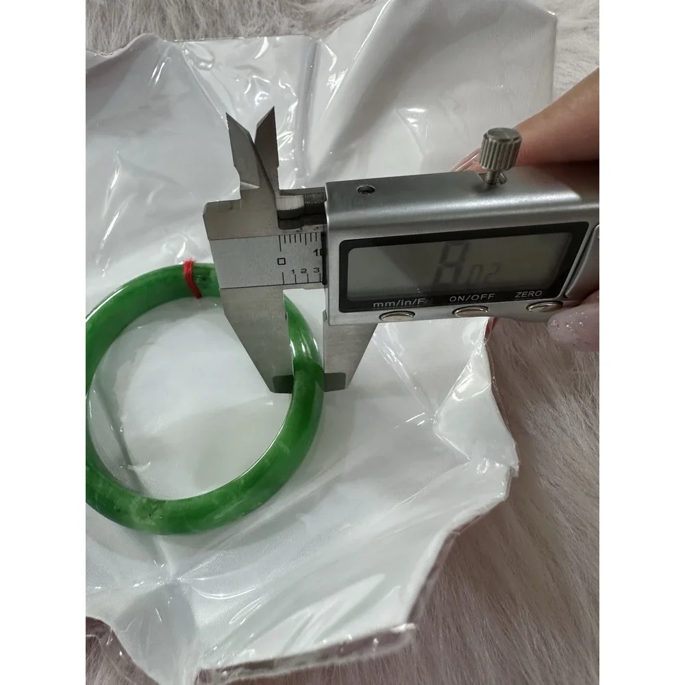 Natural Green Jade Bangle Bracelet 57 mm Inner Diameter | Wide Band Stone L08